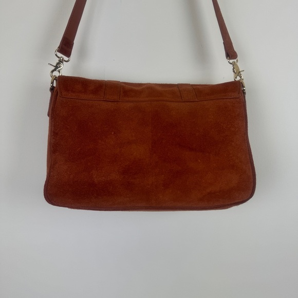 Women's Violetta Genuine Suede Messenger Bag Handbag Purse 13.5"x9"x4.5" Camel - Picture 7 of 16